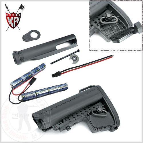 KING ARMS M4 Enhanced Carbine Modstock - BK w/ pipe and 1400mAh-9.6V