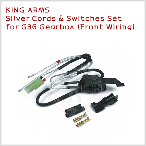 KING ARMS Silver Cords &amp; Switches Set for G36 Gearbox (Front Wiring)