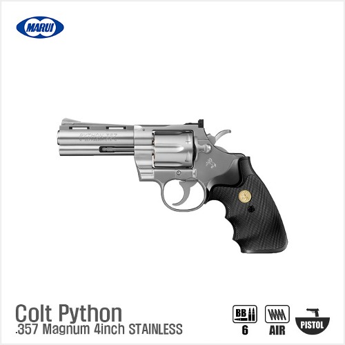 [만14세 이상] MARUI Colt Python 357 Magnum 4inch [Air]_ STAINLESS SV 리볼버 핸드건