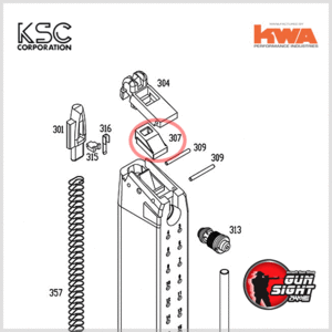 KSC(KWA) KRISS (Part no.307) - Magazine Nozzle Rubber 가스 루트